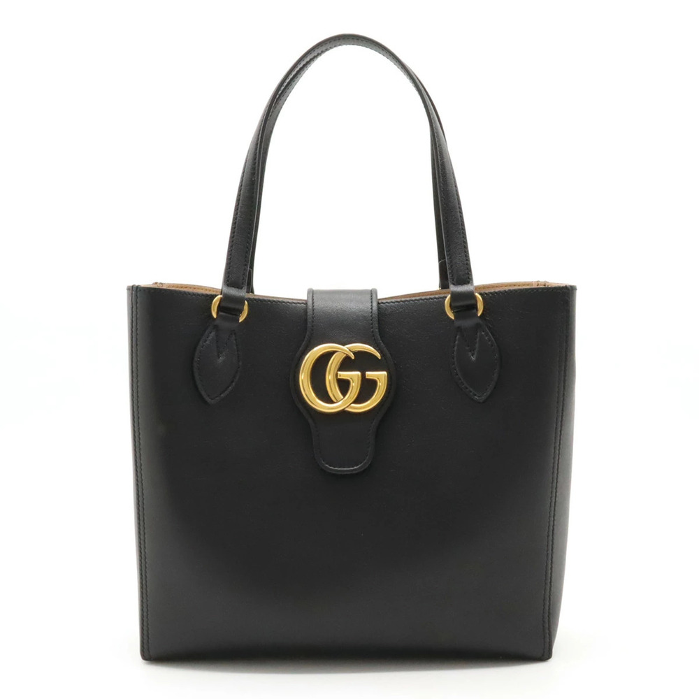 GUCCI Dahlia GG Marmont Tote Bag Shoulder Leather Black Pouch